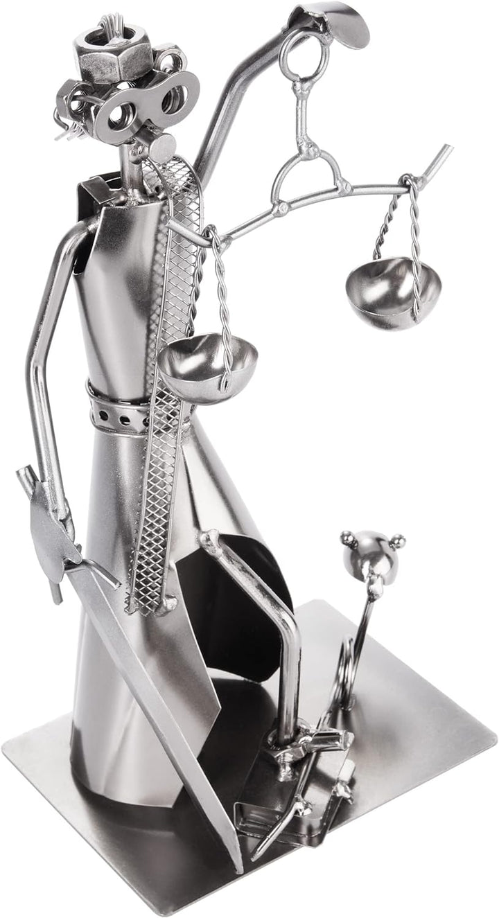 BRUBAKER Schraubenmännchen Justitia mit Schlange und Waage - Jura Eisenfigur Metallmännchen - Handar