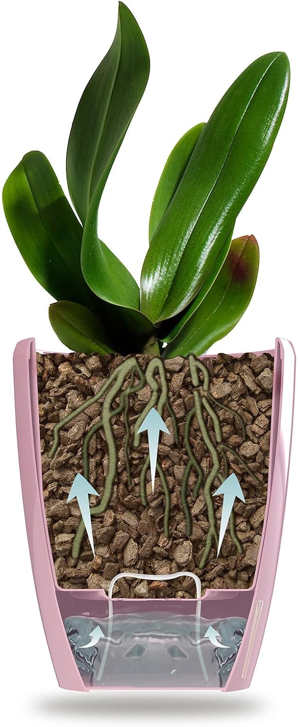 Santino 4er-Set Orchideentopf D 16.5cm.Selbstbewässernder Topf mit Dochtsystem und Wasserstandsanzei