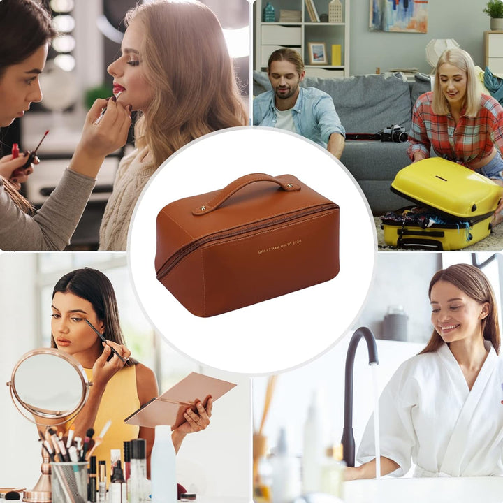 Kulturtasche für Frauen Tragbare Kosmetiktasche Wasserabweisende Kulturbeutel Reise Waschbeutel Toil