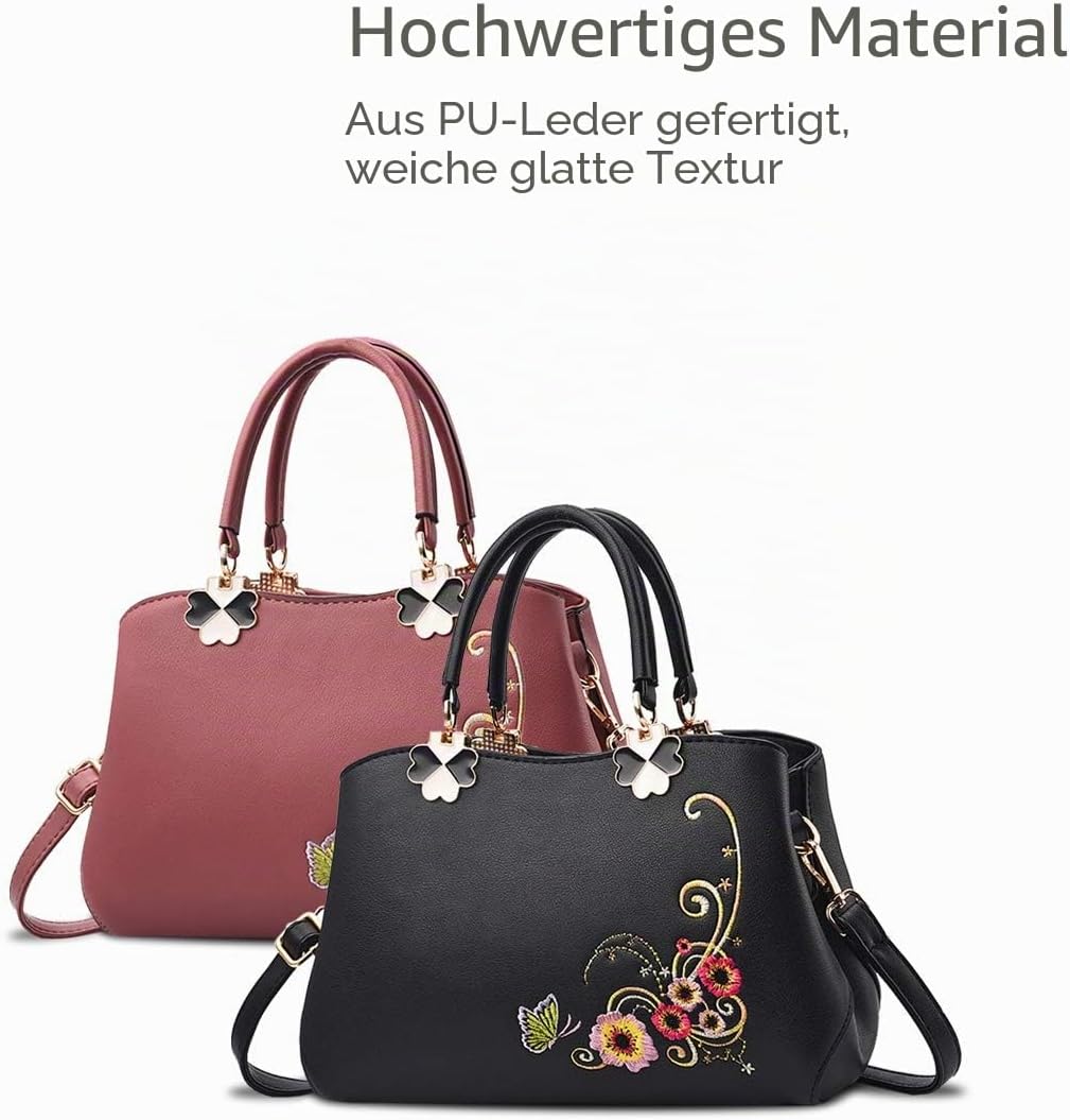 NICOLE&DORIS Handtaschen Damen Mode Schultertasche Geldbörse Retro Umhängetasche Frau Tote Stickerei