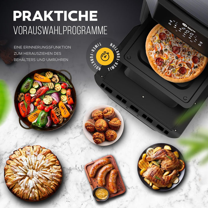 Balter Heissluftfritteuse HL-1200-BL, 12 Liter, Friteuse, LED Touchscreen, 10 Programme, Dörrautomat