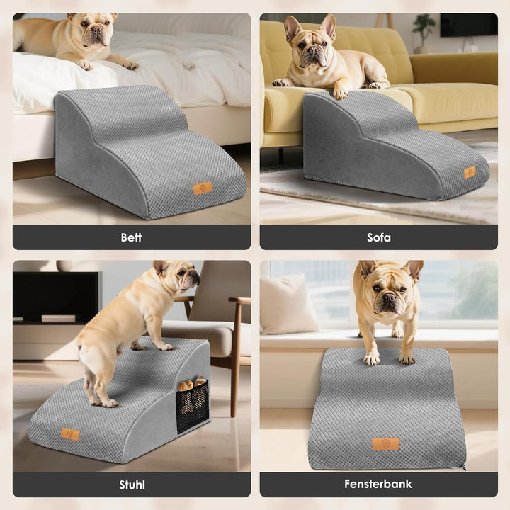 Hundetreppe Hundetreppe für Kleine Hunde, 2 Stufen Haustiertreppe mit Waschbarer Bezug, Abnehmbar Ka