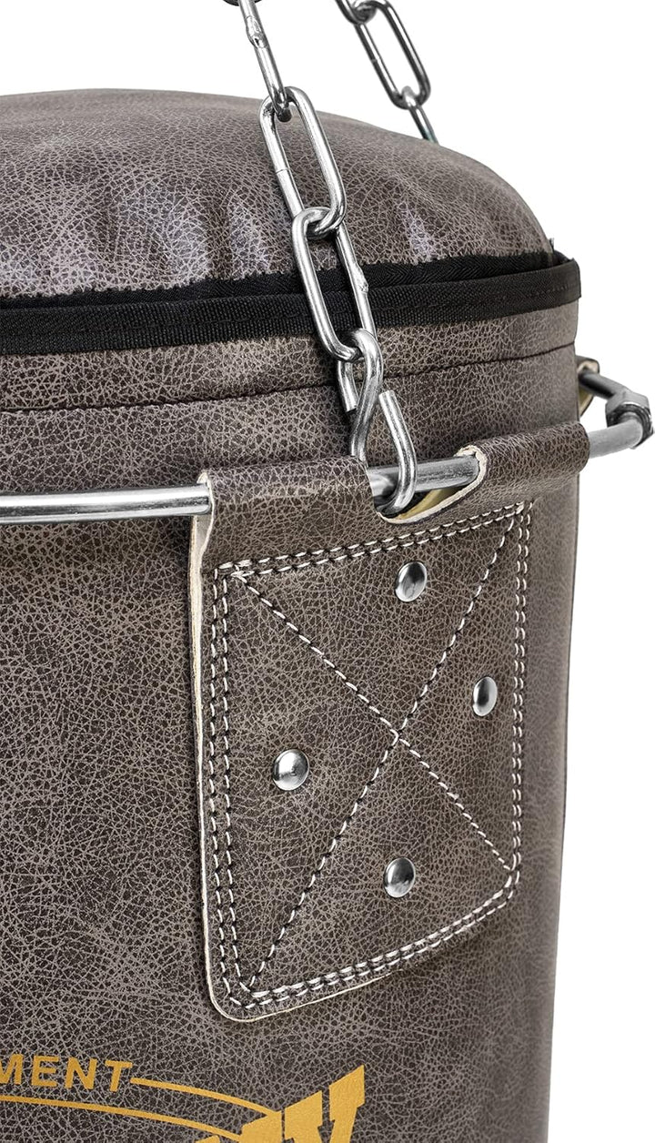 Bad Company Vintage Jab & Hook Boxsack als Erdnuss-Form inkl. Heavy Duty Vierpunkt-Stahlkette und Me