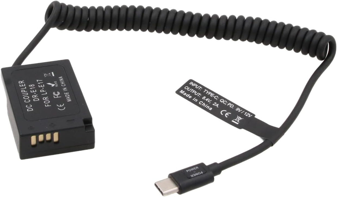 HangTon USB C auf LP-E17 Dummy Akku für Canon EOS R8 R10 RP T6s T6i T7i X8i SL2 800D 9000D Kamera 9V