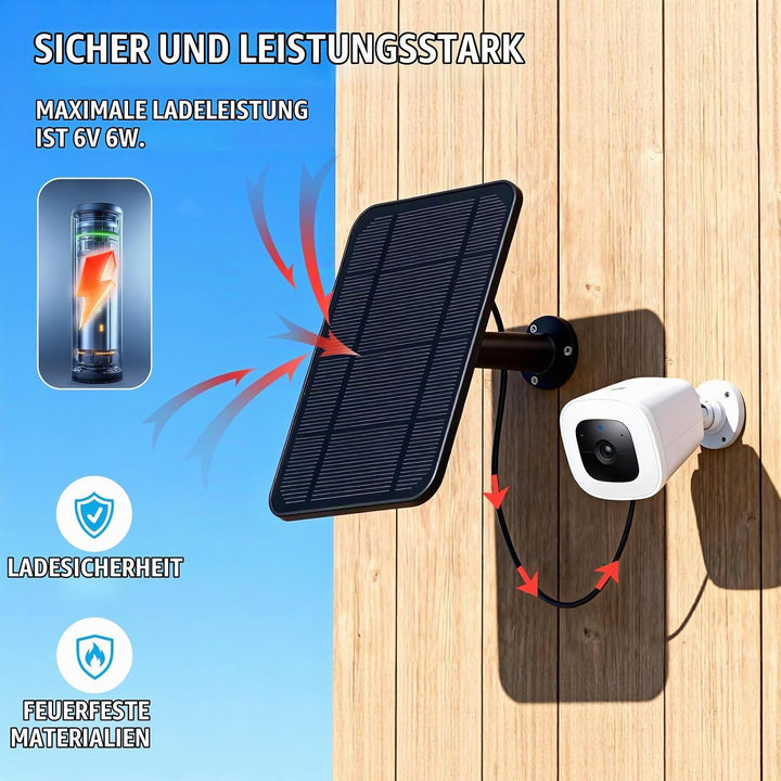 lvifloae Kamera Solarpanel kompatibel mit Ring Spotlight, 6W, Schnellladung, IP65, wasserdicht, vers