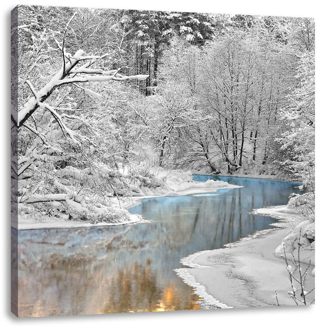 Pixxprint Atemberaubende Winterlandschaft als Leinwandbild/Grösse: 70x70 cm/Wandbild/Kunstdruck/fert