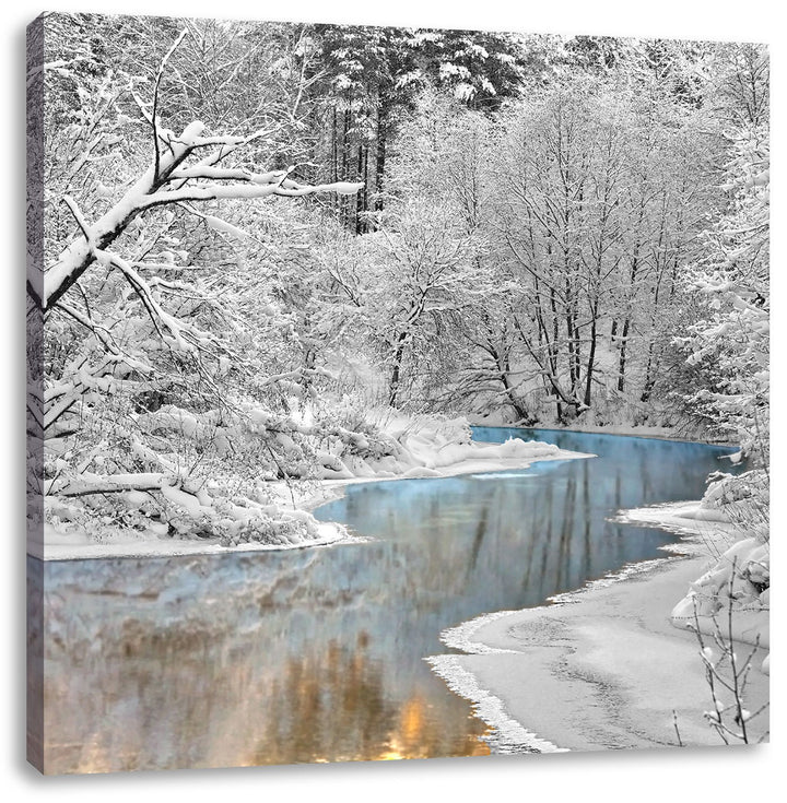 Pixxprint Atemberaubende Winterlandschaft als Leinwandbild/Grösse: 70x70 cm/Wandbild/Kunstdruck/fert
