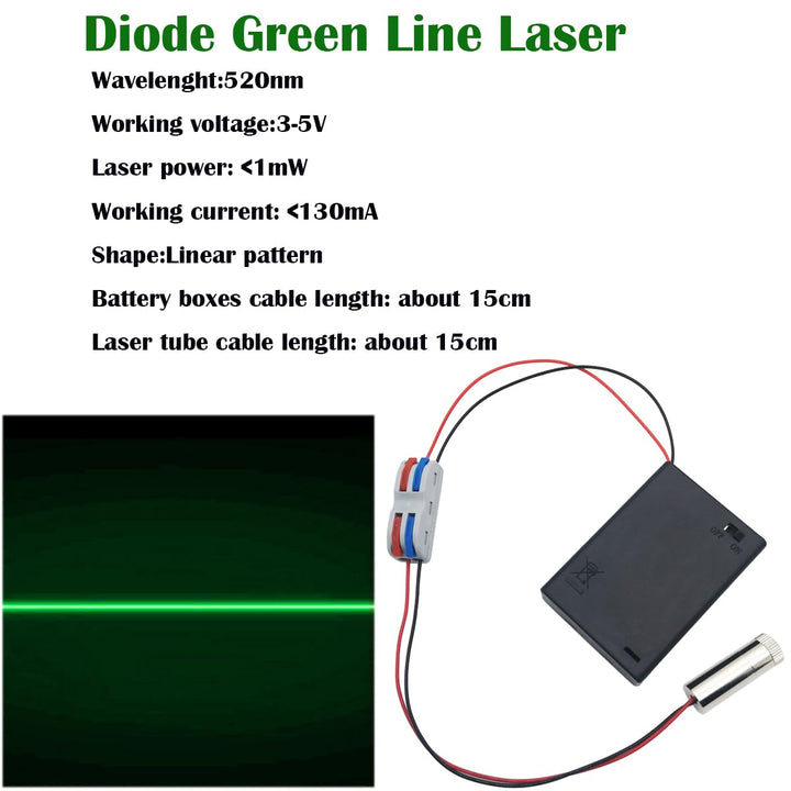 CTRICALVER 1 Pcs 520nm 3-5V Grün Laserlinie Modul Diode mit Fahrer-Kunststoff-Objektiv mit 15cm Kabe