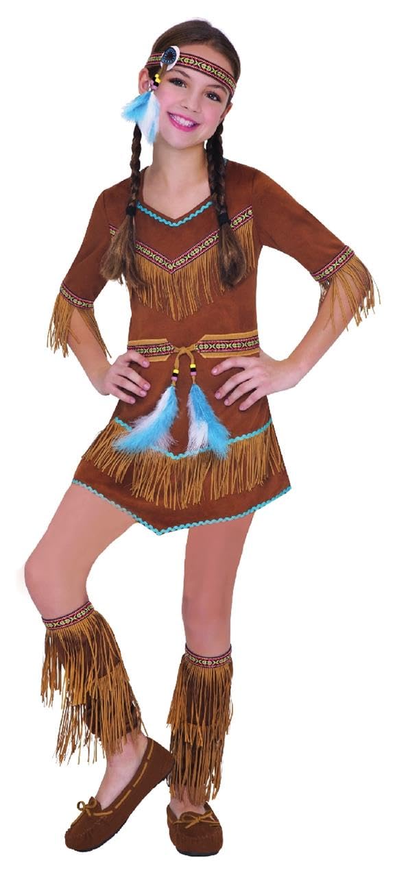 Amscan - Kinderkostüm Traumfänger, Kleid, Stirnband, Beinstulpen, Indianer 4-6 Jahre, 4-6 Jahre