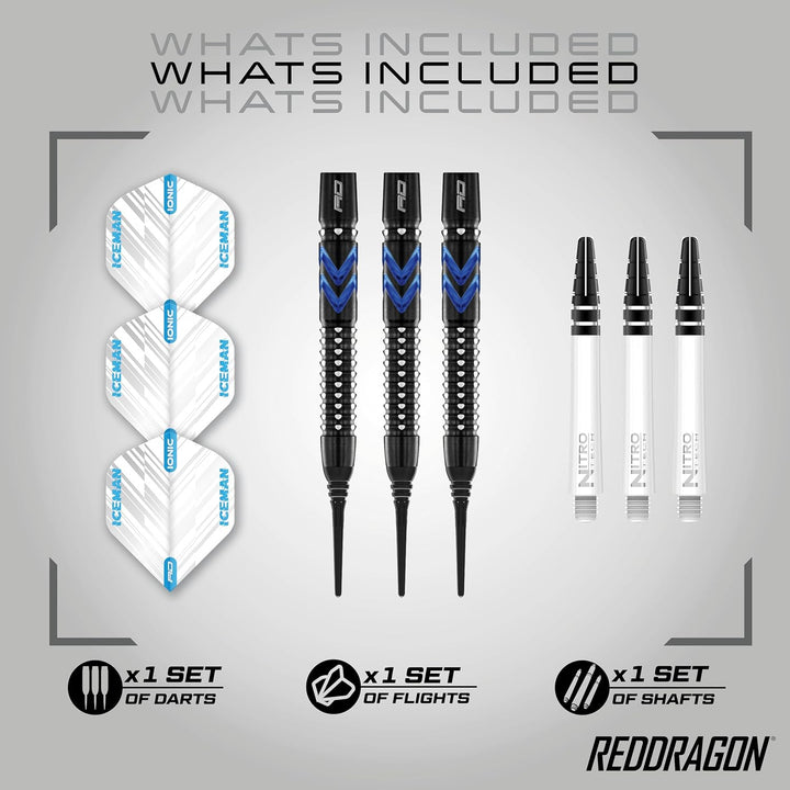 RED DRAGON Gerwyn Price Blue Ice SE - Tungsten Professional Darts Set with Flights and Nitrotech Sha