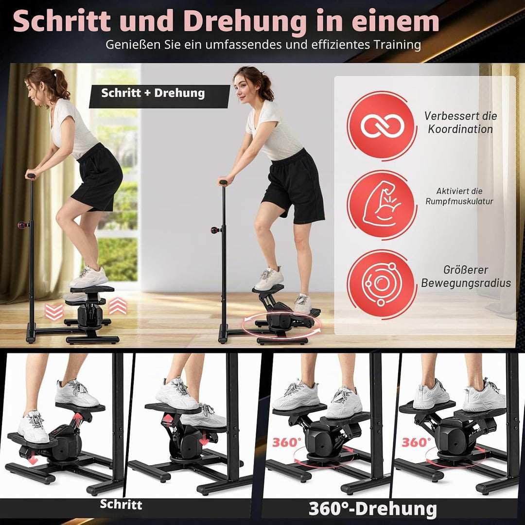 KOMFOTTEU Stepper mit höhenverstellbarem Lenker, Treppensteiger mit LCD-Bildschirm, verstellbaren Wi