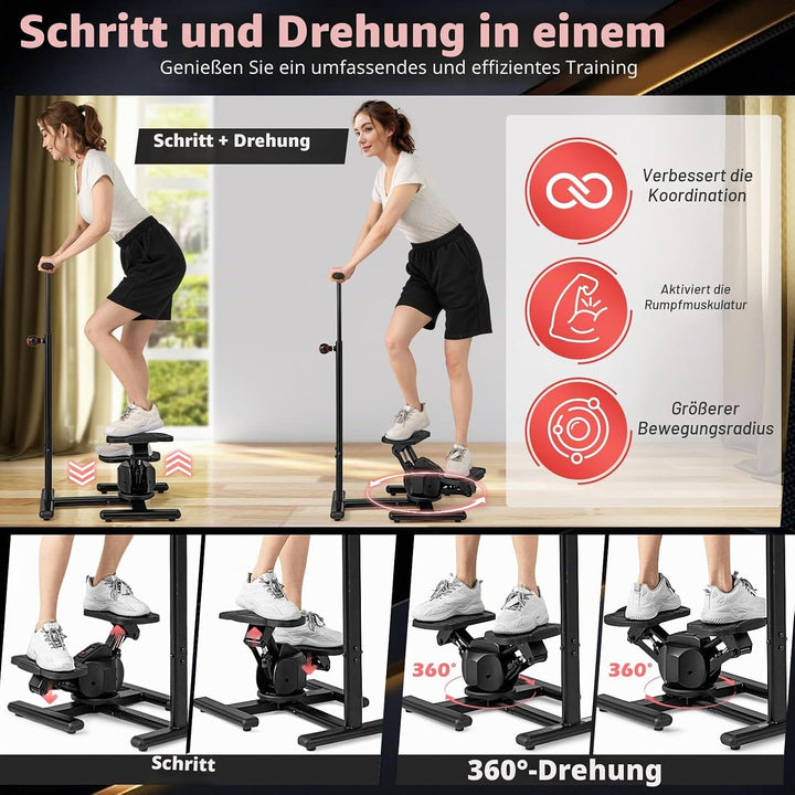 KOMFOTTEU Stepper mit höhenverstellbarem Lenker, Treppensteiger mit LCD-Bildschirm, verstellbaren Wi