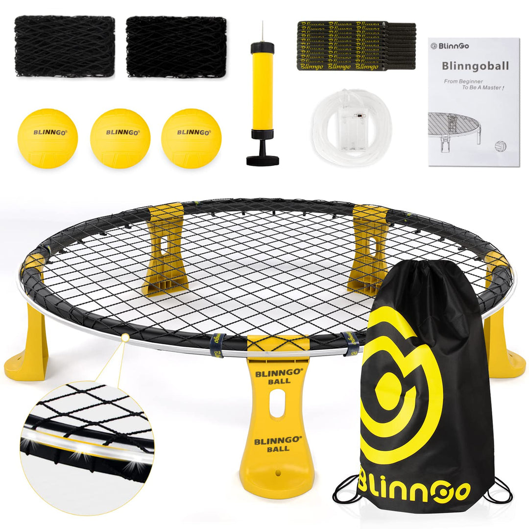 Mookis Blinngoball Outdoor Roundnet Spieleset, Roundnet Set Team Games bestehend aus Spielnetz, 3 Bä