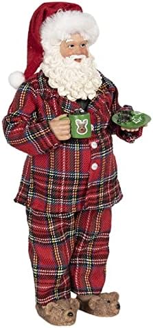 Clayre & Eef 64648 - Dekofigur in Form eines Weihnachtsmanns, mehrfarbig, aus Stoff auf Kunststoff,