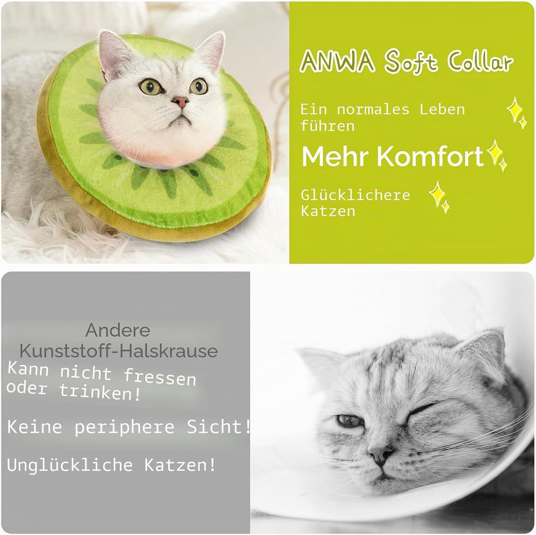 ANWA Verstellbares Katzen-Kegelhalsband, weich, niedliches Katzenhalsband, Katzenkegel nach Operatio