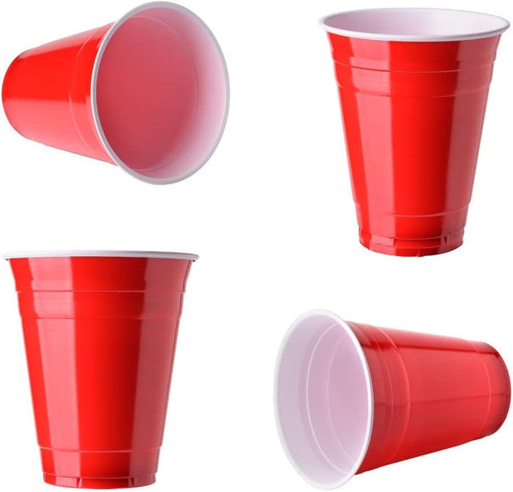 100 Stück Rote Partybecher; Wiederverwendbare Getränkebecher Red Cups Beer-Pong Saufbecher Trinkbech