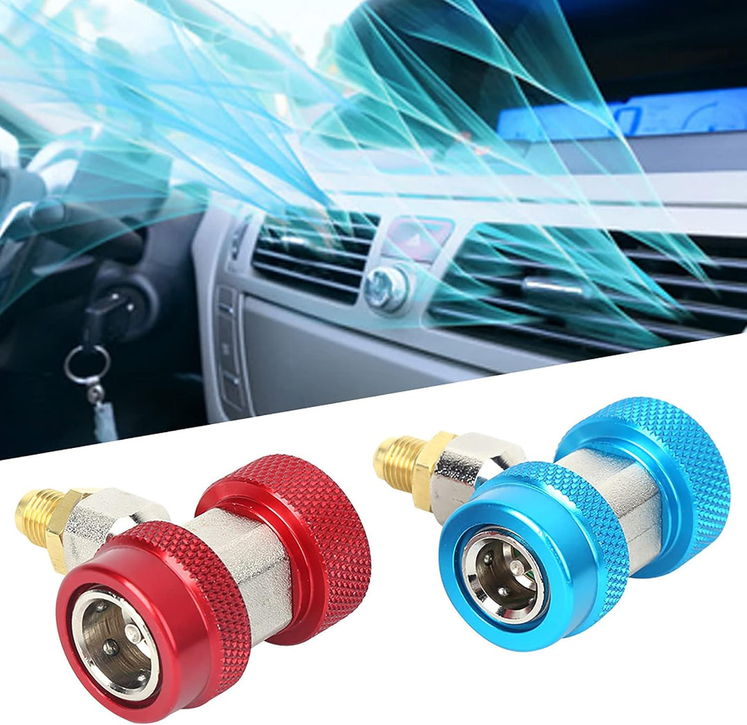 2 Stück R134A Schnellkupplungs Adapter, Klimaanlage Verstellbare Schnellkupplungsadapter, AC Schlauc