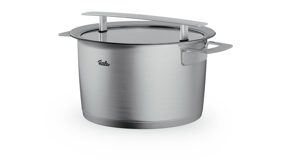 Fissler Phi Collection hoher Kochtopf (24 cm, 6,5 L) mit Glasdeckel – extra grosser Edelstahl-Topf,