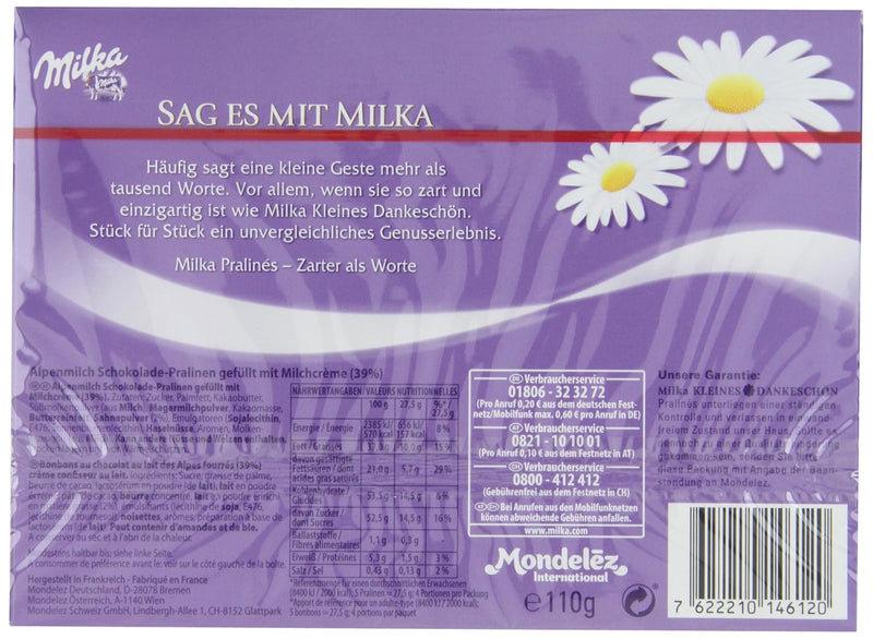 Milka Kleines Dankeschön 5 x 110g, Pralinen aus Milchcrème umhüllt von Alpenmilch Schokolade Schokol