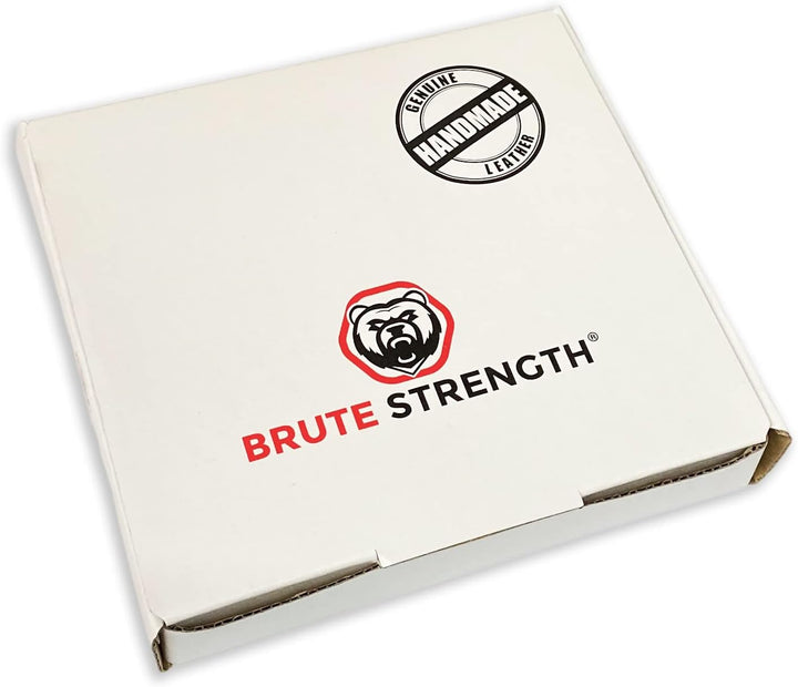 Brute Strength - S-Haken mit Vollnarbenleder umwickelt - 6 Stück - Natur - 10 cm Edelstahl-Metallbüg