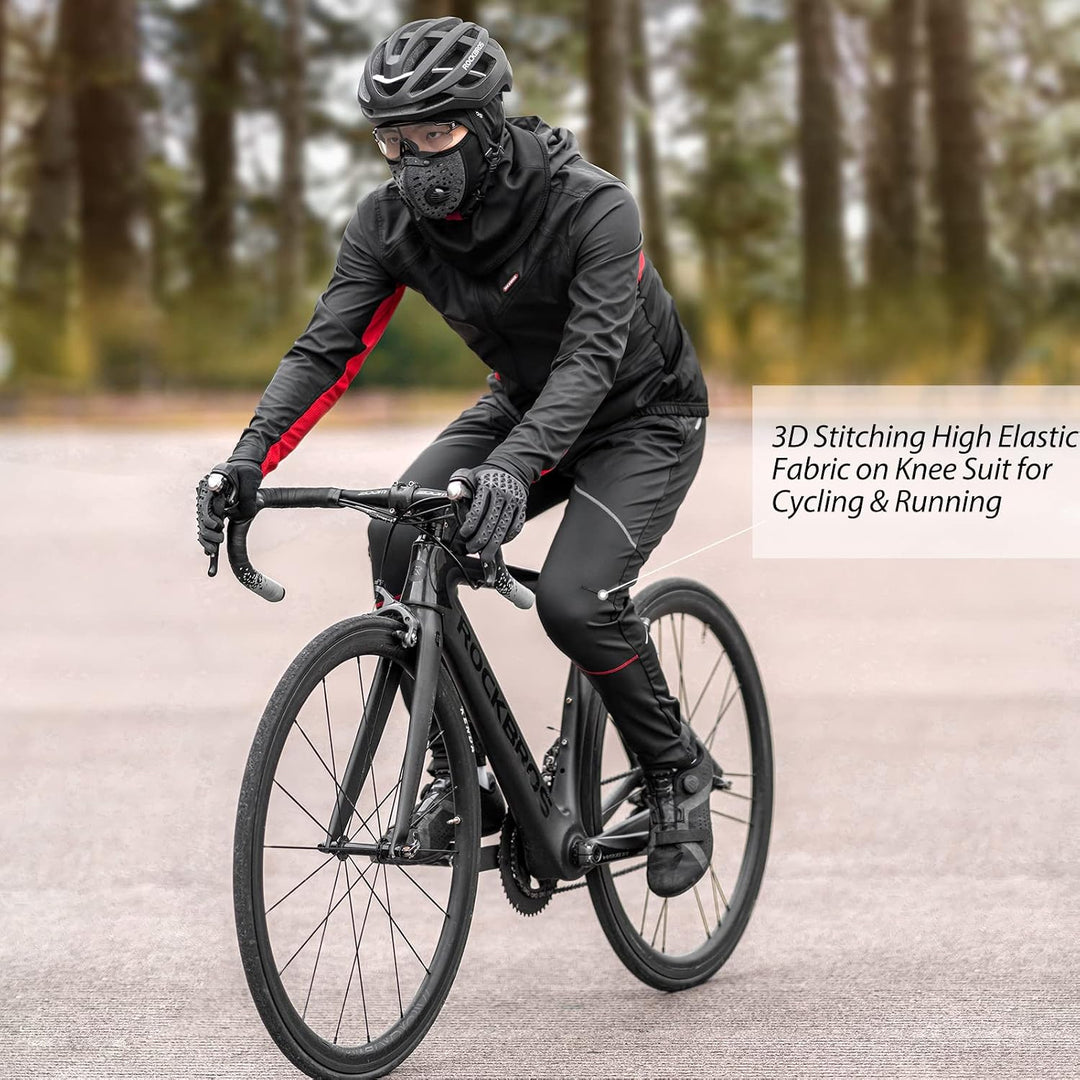 ROCKBROS Winter Fahrradhose Lange Radhose Herren Winddicht Thermo zum Radfahren Laufen Wandern XXL S