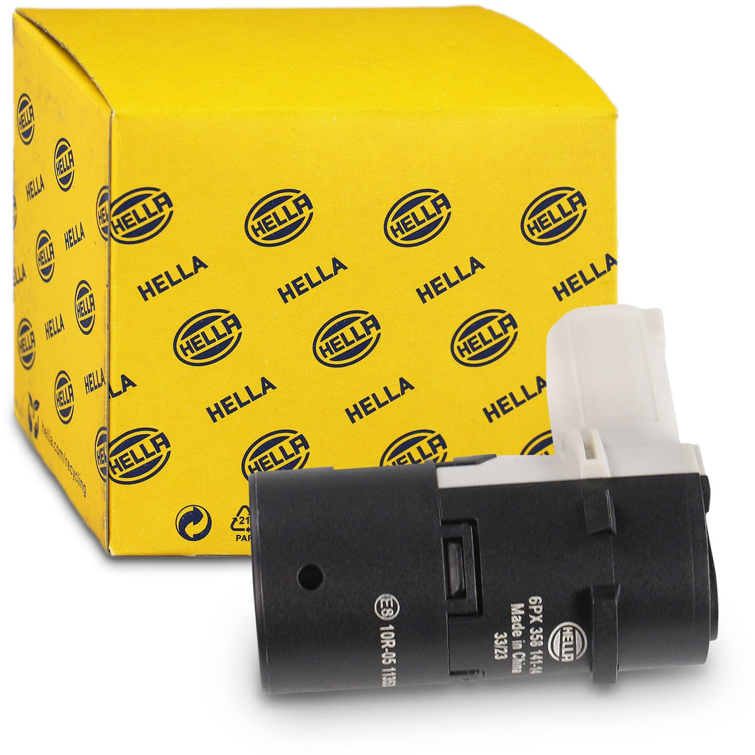 HELLA 6PX 358 141-141 Sensor, Einparkhilfe - gewinkelt - 3-polig - gesteckt - lackierbar