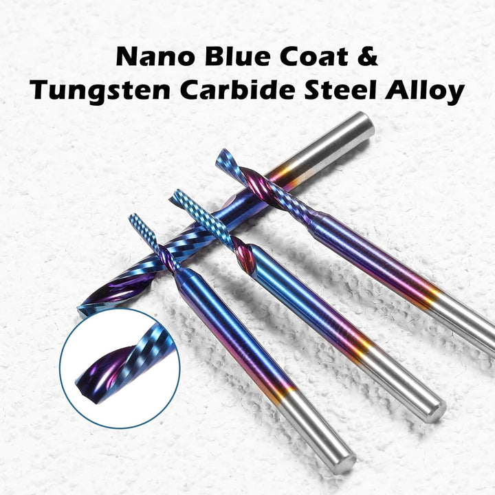 Genmitsu 1/8 Zoll Schaft 10pcs Carbide Spiral O Flute (Single Flute) End Mill CNC Router Bits, 91,5