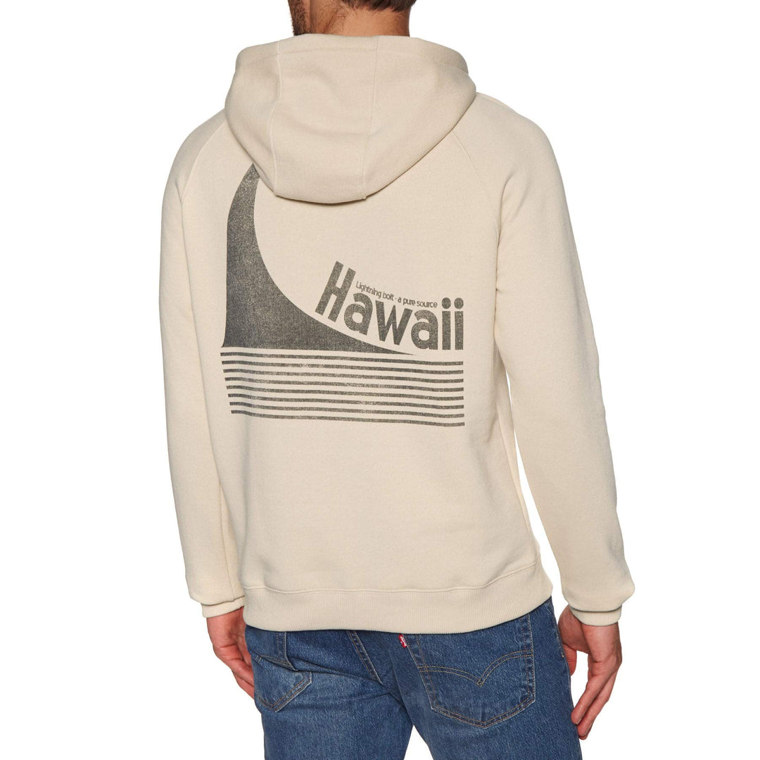 Lightning Bolt Hawaii Stripe Wave Fleece Pullover Hoody Medium Fog (M)