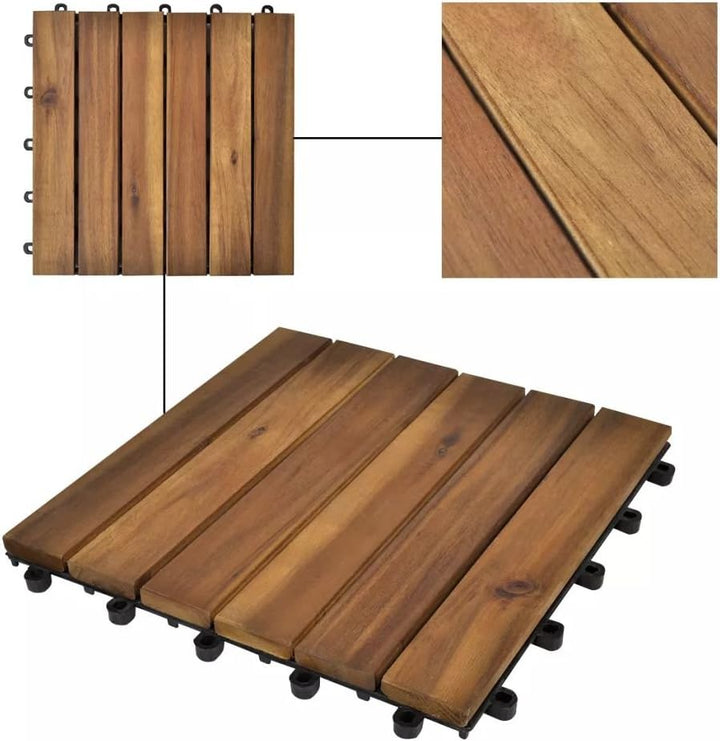 Festnight Akazienhartholz Terrassendielen Terrassenplatten 30x30 cm 20er Spar Set für Dunkelbraun in