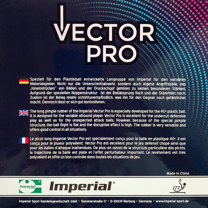 Imperial Vector Pro | China Tischtennis Belag | Lange Noppe | Defensiv | ITTF Rot 1,0 mm, Rot 1,0 mm