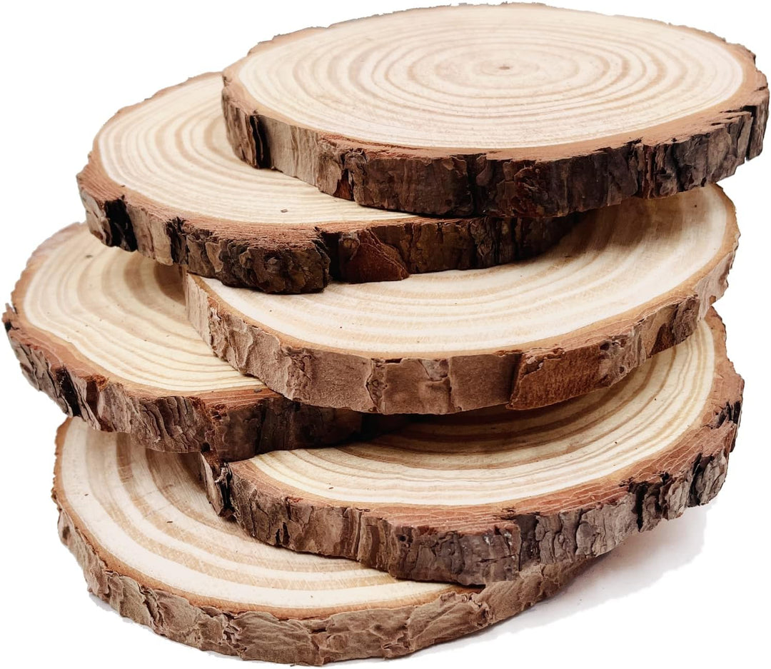Natürliche, runde Scheiben, rustikale Holzscheiben, 6 Stück, 16-17 cm, unlackiertes Holz-Set, Kreise