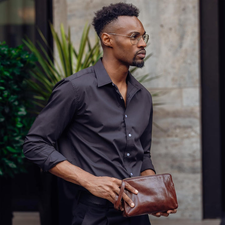 Time Resistance Leder Clutch für Herren – Organizer Tasche für Herren – Handgelenktasche – Aktentasc