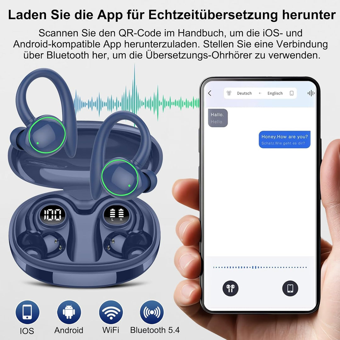 AI Kopfhörer Übersetzer, 3-in-1 Bluetooth 5.4 Echtzeit Sprachübersetzungs Kopfhörer, 164 Sprachen mi