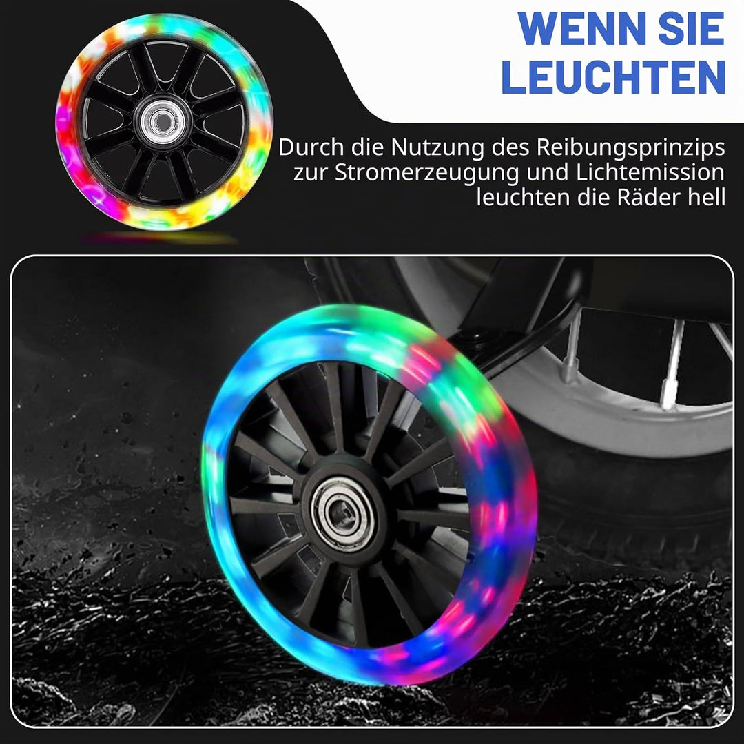Leuchtende Scooter Räder, 2 Paar Led Scooter Rollen Räder, 80mm,120mm Scooter Ersatzräder, Stunt Sco