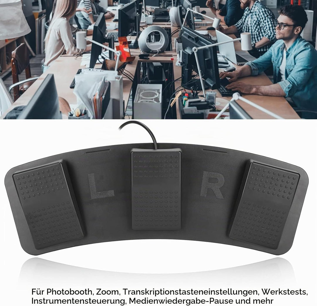 Bewinner USB Triple Foot Pedal, Triple Keys Controller Mechanischer Schalter, USB Foot Control Keybo