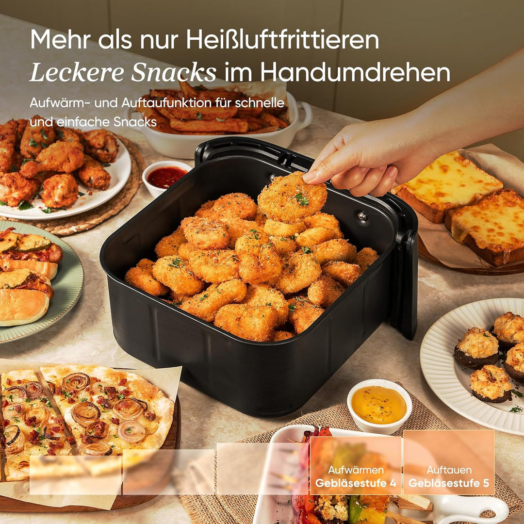 Cosori Turboblaze Heissluftfritteuse Airfryer, 9-in-1 Air Fryer XXL 6L, leiser DC Motor mit 5 Geschw