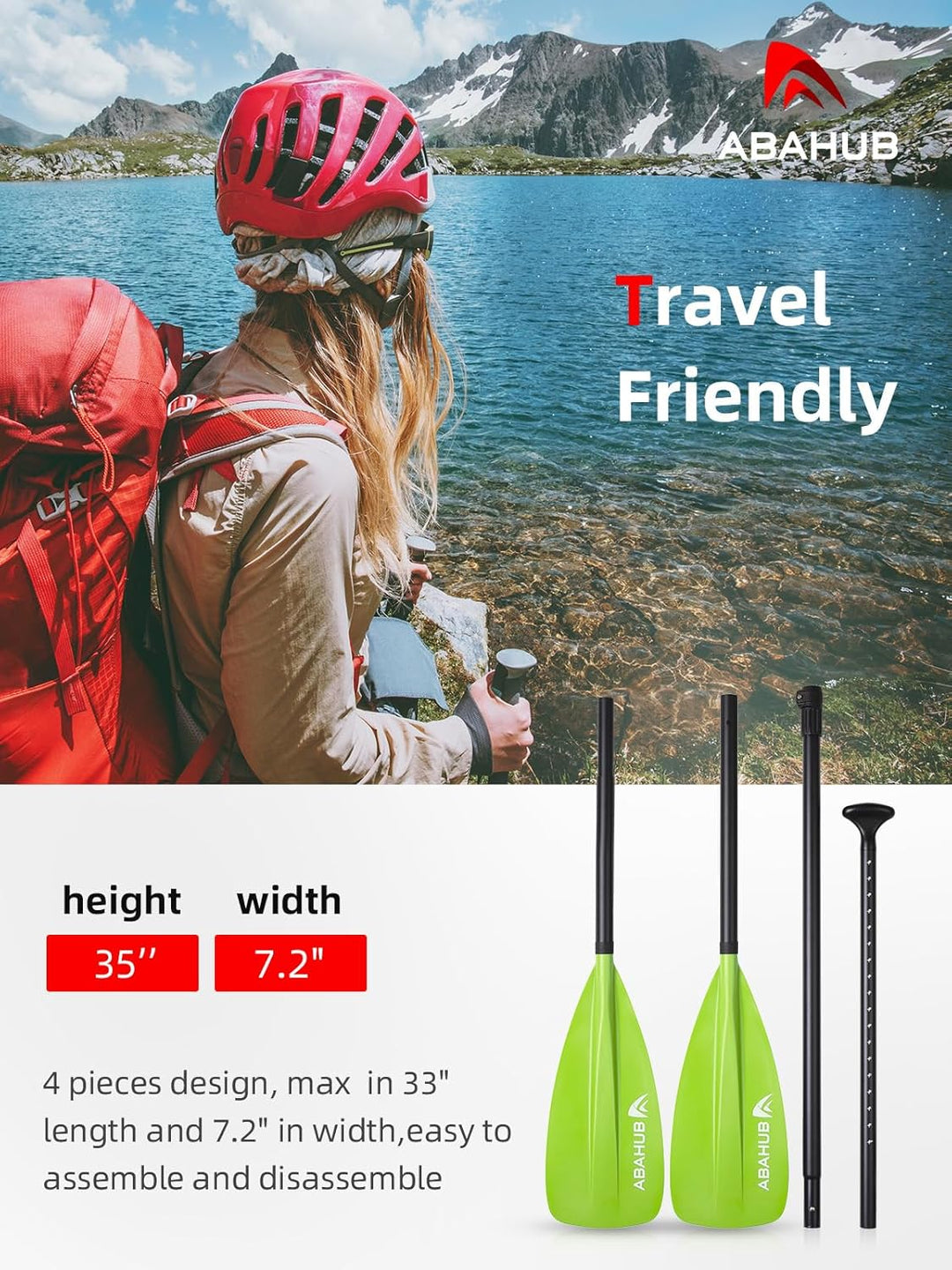 Abahub SUP Paddel / 2 in 1 Sup Kajak Paddel Aluminium Einstellbares Stand Up Paddle für Paddleboard,