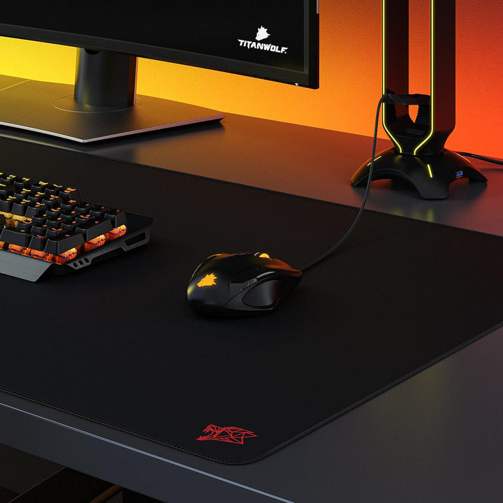 Titanwolf - Übergrösse Mauspad Gaming Titanwolf 1200x600mm XXXL Mousepad gross mit Motiv Tischunterl