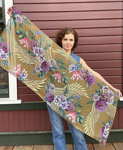 Anuschka Chiffon Schal - 60 x 182 cm - Gedrucktes Kunstmotiv, Angel Wings