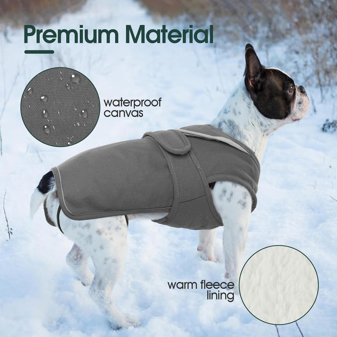Kuoser Leinwand Haustier Hund Wintermantel, Reflektierende Warme Fleecejacke für Kleine Mittelgrosse
