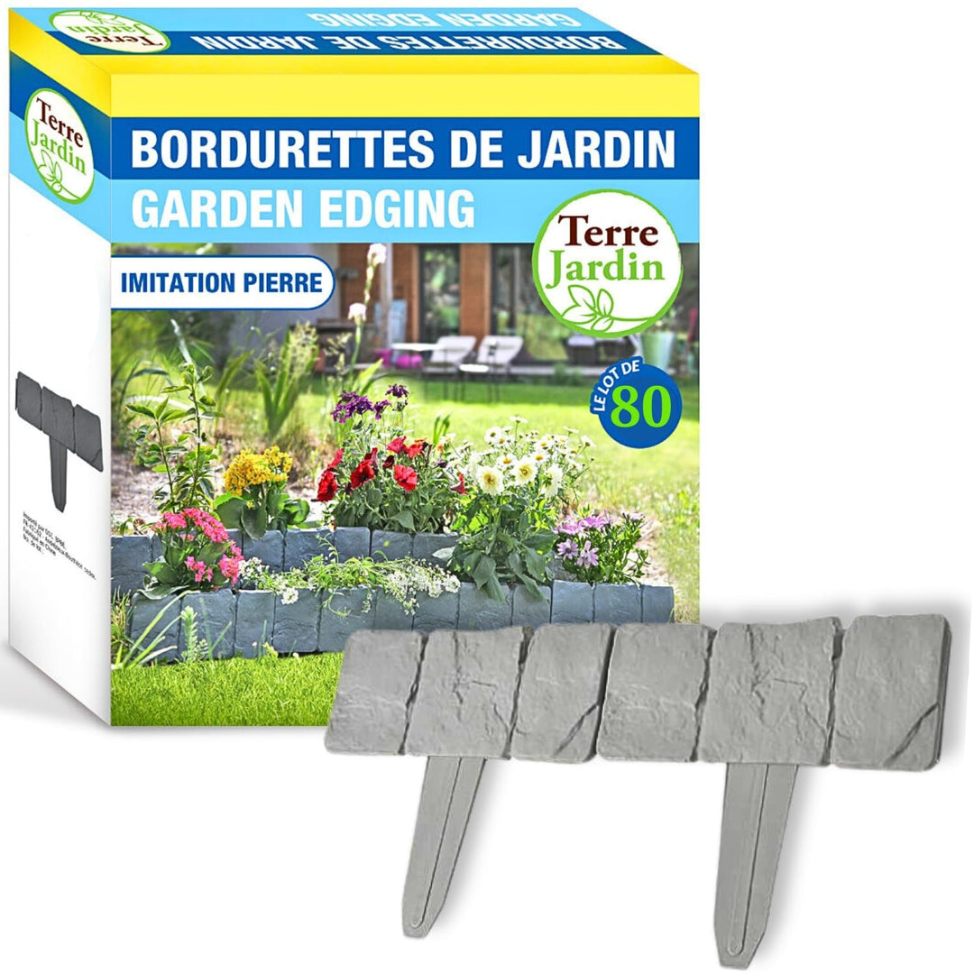 Beeteinfassung für den Garten, Steinoptik, 80 Stück