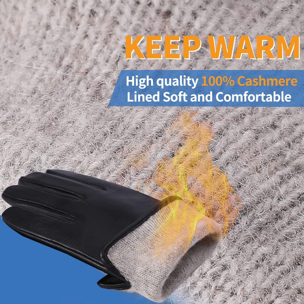 MGGMOKAY Damen Lederhandschuhe Kaschmir gefüttert XXL Schwarz, XXL Schwarz