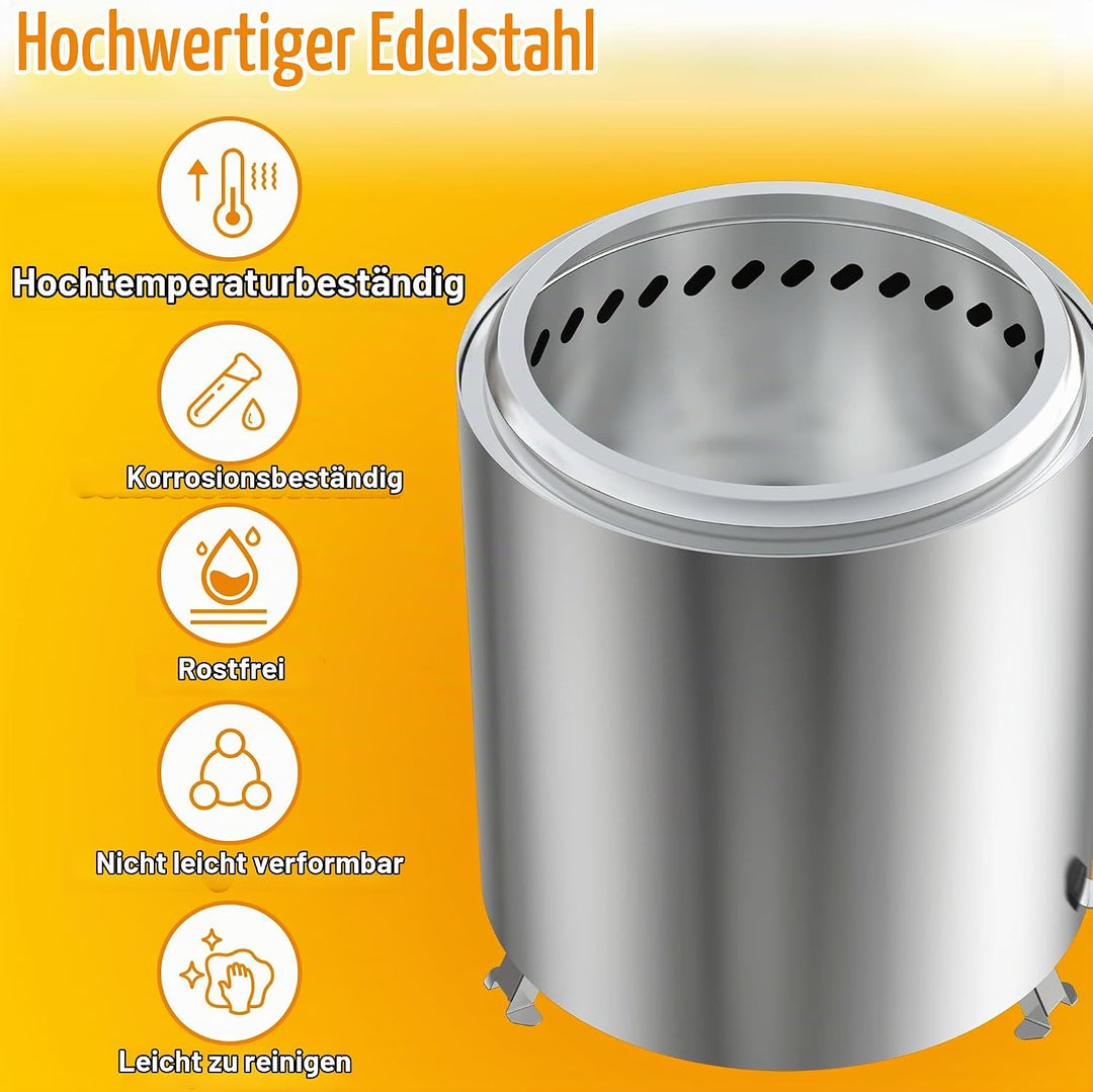 Mini Campingkocher Edelstahl Holzvergaser Ofen 14cm Tragbarer Hobo Kocher Holzofen mit Verstellbarer
