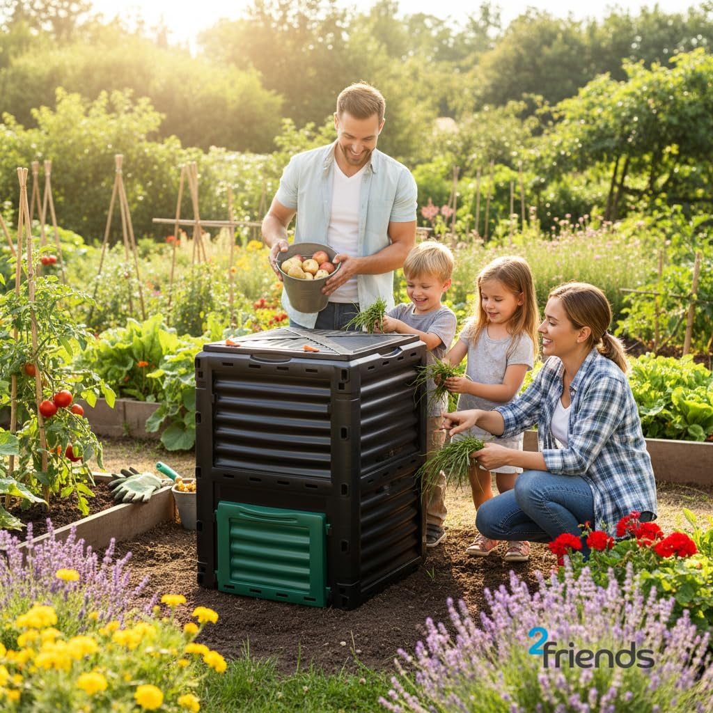 Sustania Garten Komposter Schnellkomposter 300L, Thermokomposter aus 100% Recyceltem Kunststoff, H83