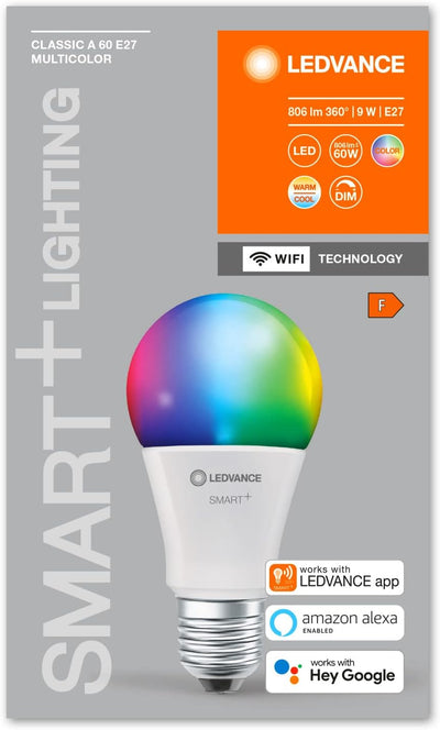 LEDVANCE Smarte LED-Lampe mit WiFi Technologie, Sockel E27, Dimmbar, Lichtfarbe änderbar (2700-6500K