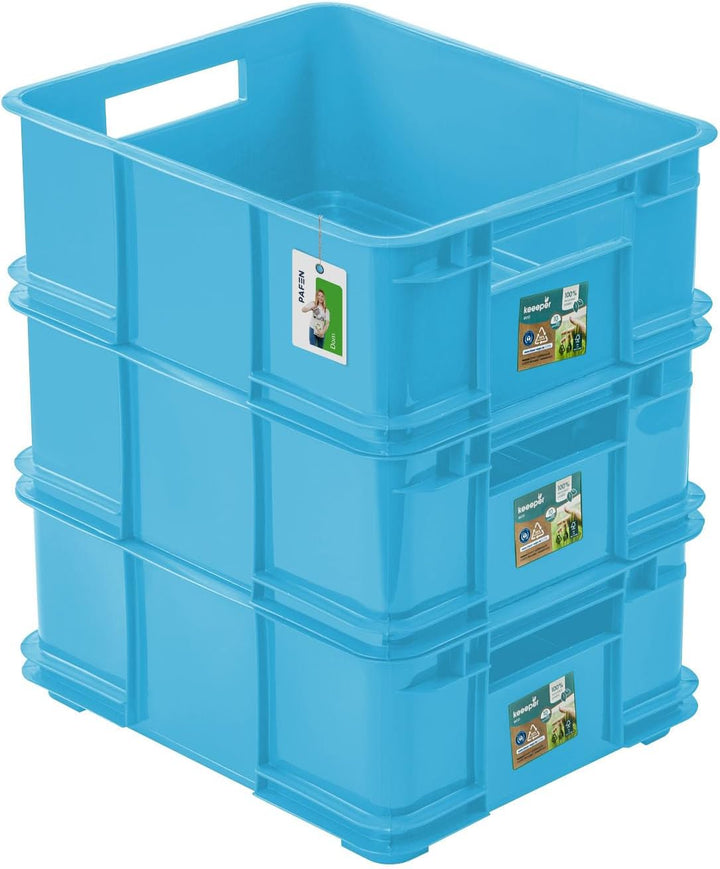 3x Euro Stapelbox 20l - 43 x 35 x 18 cm - Eco Aufbewahrungsbehälter Euro-box Stapelkasten Transport