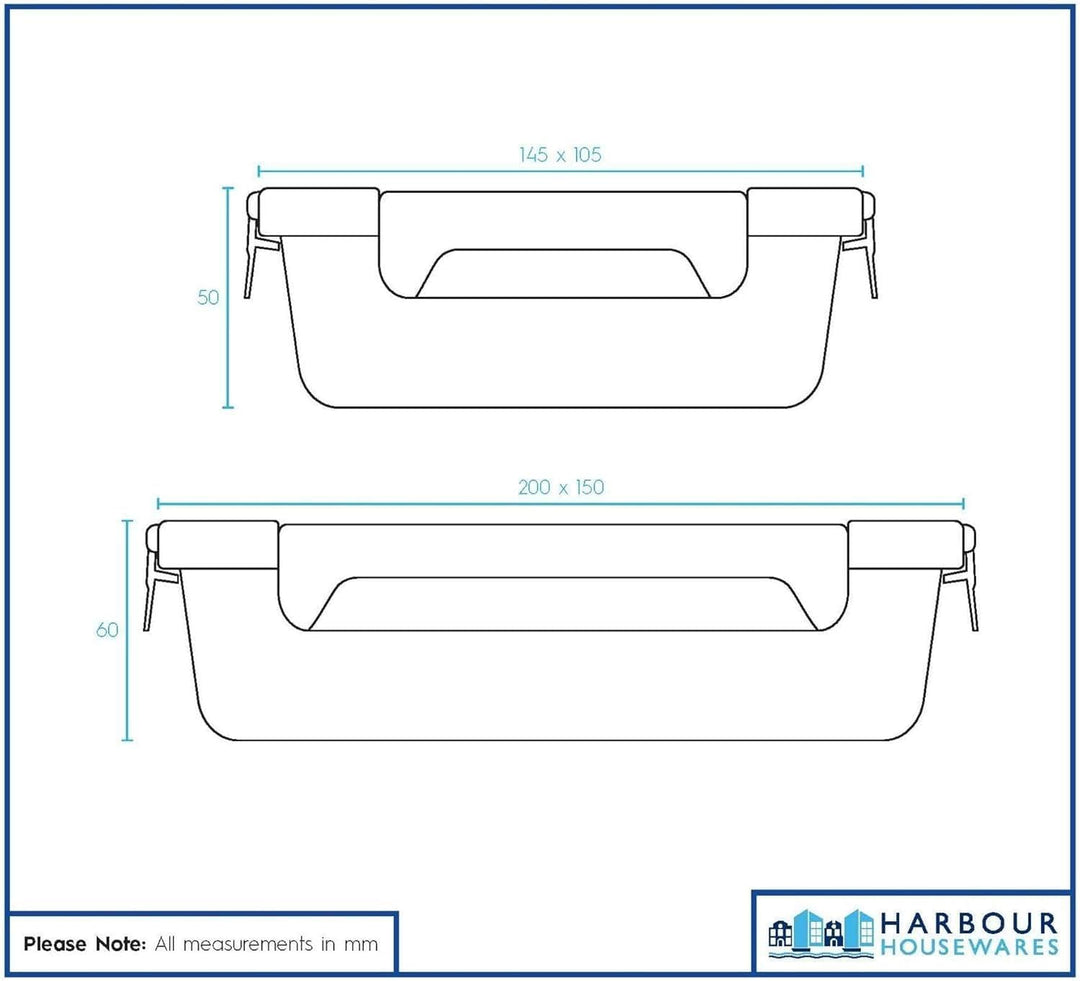 Harbour Housewares Vorratsbehälter aus Glas für Lebensmittel Set mit Deckels - 2 Grössen - Klar/Weis