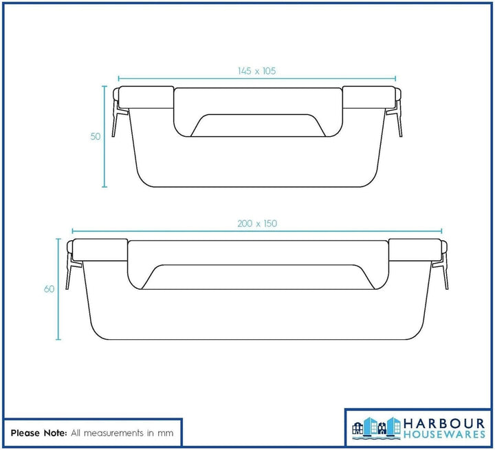 Harbour Housewares Vorratsbehälter aus Glas für Lebensmittel Set mit Deckels - 2 Grössen - Klar/Weis