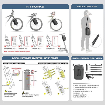 Rhinowalk Fahrradtasche, Gepäckträgertasche, wasserdicht, Fahrradtasche für Gepäckträger, Satteltasc