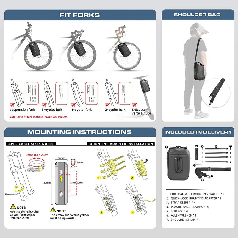 Rhinowalk Fahrradtasche, Gepäckträgertasche, wasserdicht, Fahrradtasche für Gepäckträger, Satteltasc